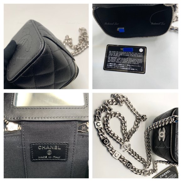 Authentic CHANEL Caviar Black Mini Vanity Case Coco Thick Chain Bag SHW - Picture 11 of 14